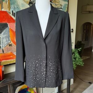Bergamo by EBI Women's Black Blazer Jacket with Metallic Dot Accents